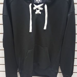 J. America Sport Lace Hooded Sweatshirt, Black NWT